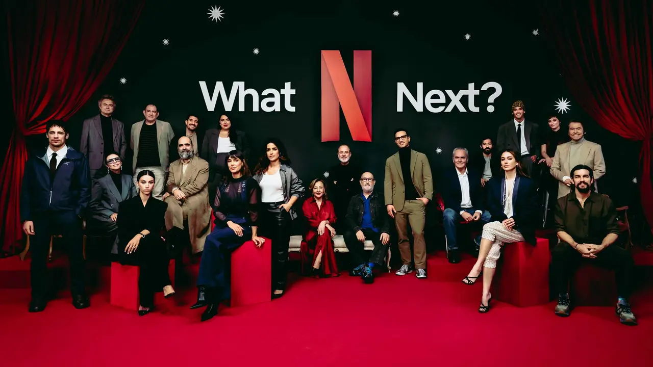 Protagonistes, directors i els nous rostres de l'univers Netflix per a aquest 2026 durant la presentaci&oacute; oficial a Madrid. Comen&ccedil;a el compte enrere! / Foto: @sharonlopez_1.